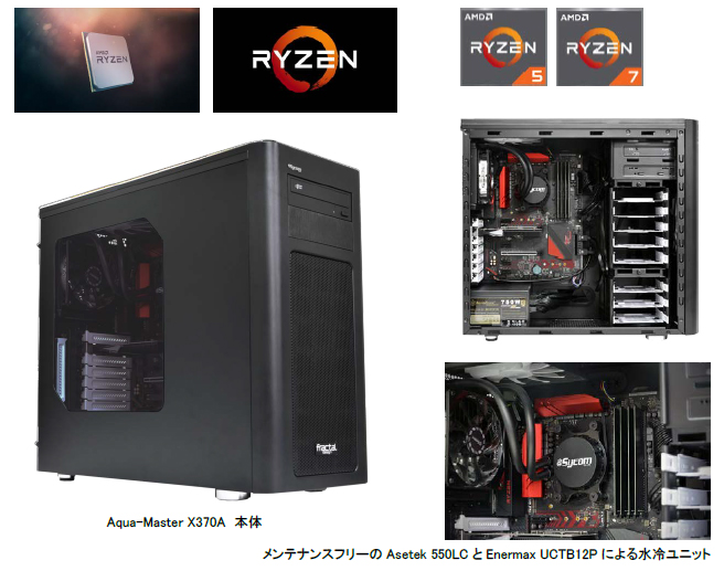 Btoパソコンのサイコム Amd Ryzen搭載のcpu水冷モデル Aqua Master X370a を8月10日より販売開始しました Pr会社のピーアンドピービューロゥ